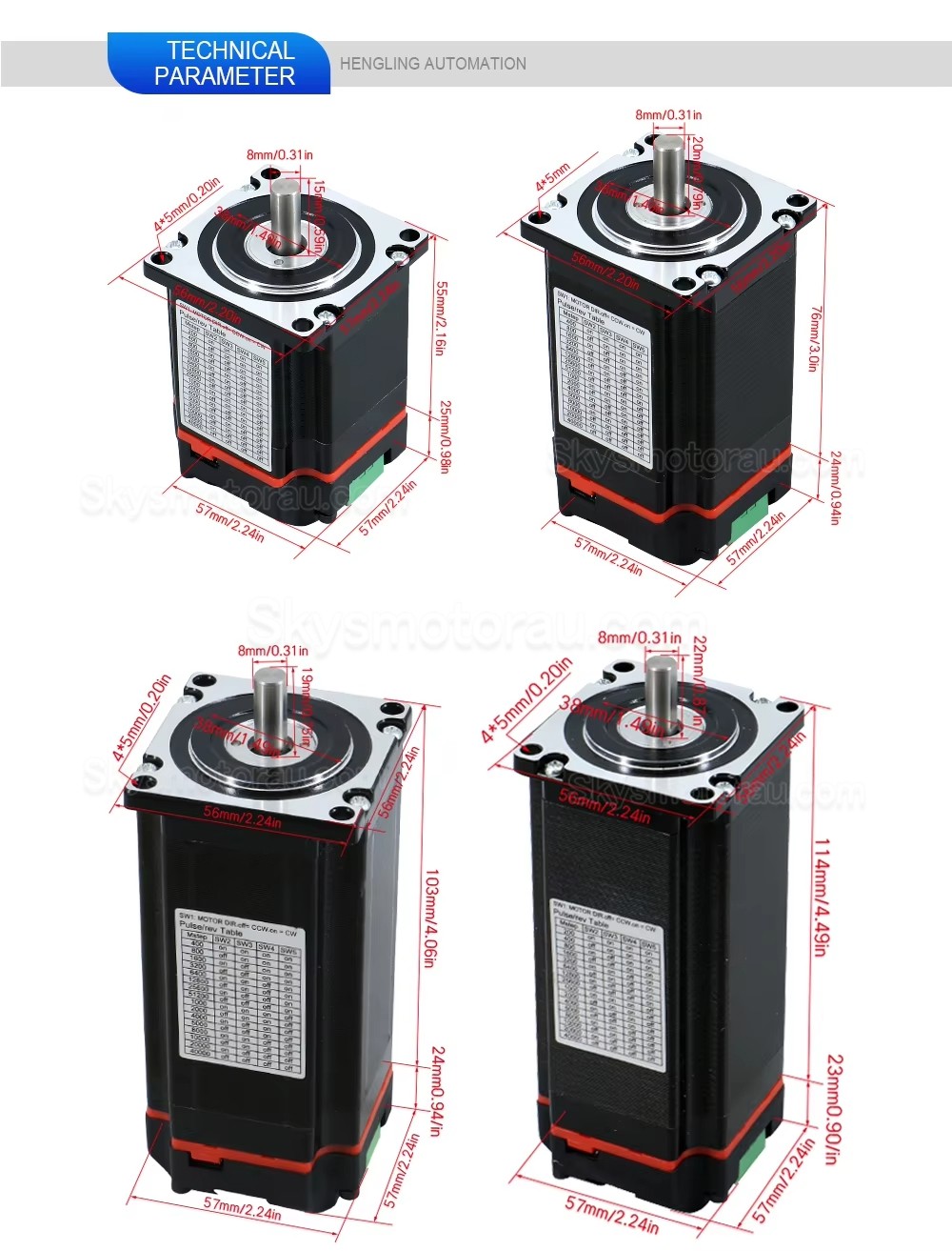 Nema 23 Closed Loop Integrated Stepper Motor OSP001653 1.2Nm/2Nm/2.5Nm/3Nm with Drive & Encoder